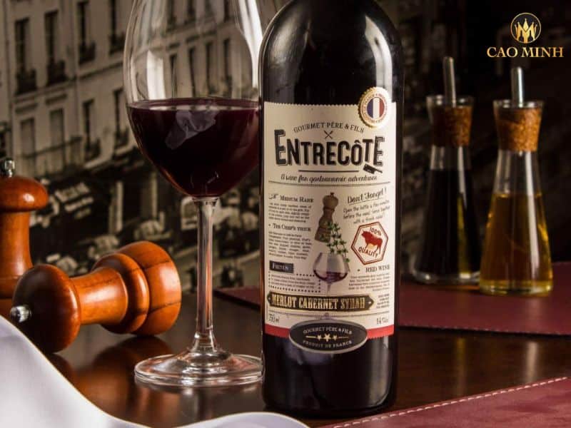 Nếm thử hương vị tuyệt vời của chai rượu vang Entrecote Merlot Cabernet Syrah