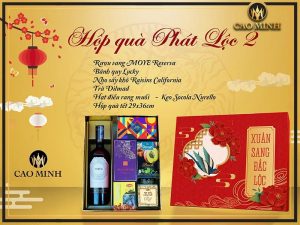 Hộp quà Tết Phát Lộc - rượu vang Cao Minh