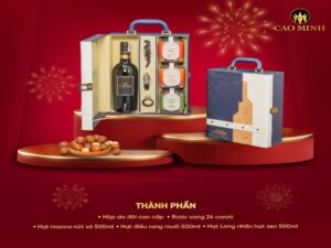 Hộp quà Tết hạt phiên bản bọc da cao cấp - màu xanh