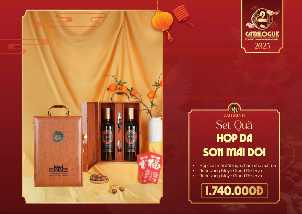 Hộp quà đôi sơn mài rượu vang