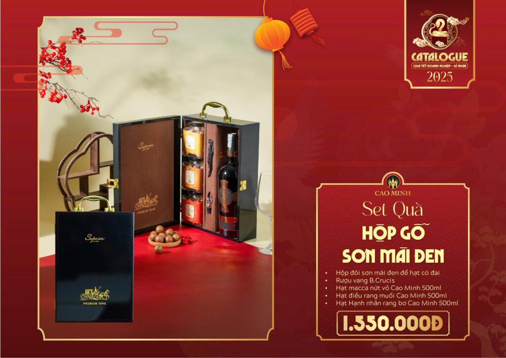 Hộp sơn mài đôi rượu vang hat