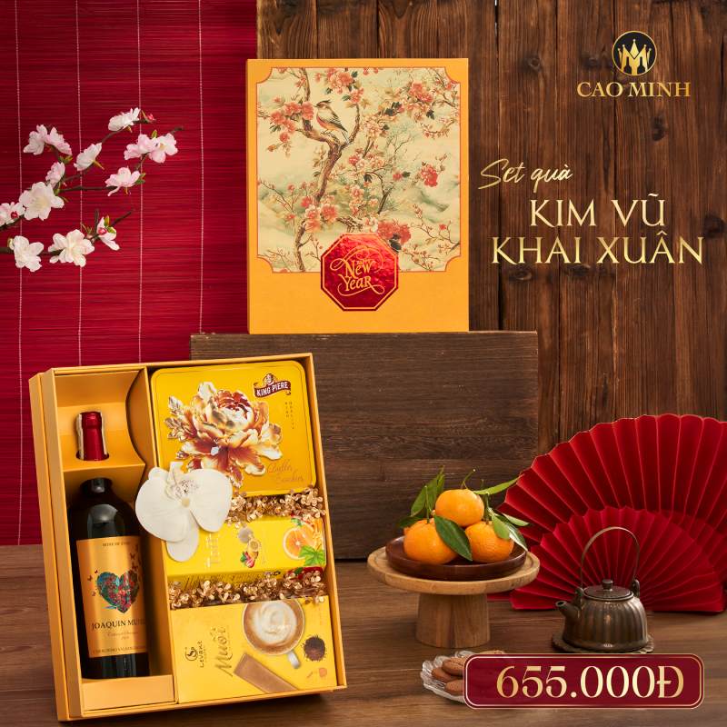Hộp quà Tết Kim Vũ Khai Xuân