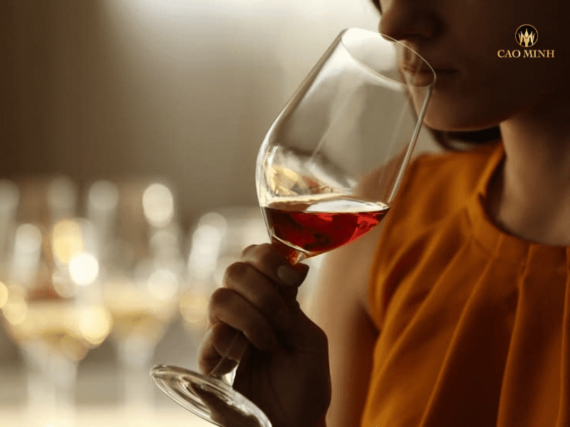 Ngửi và cảm nhận hương thơm của rượu vang