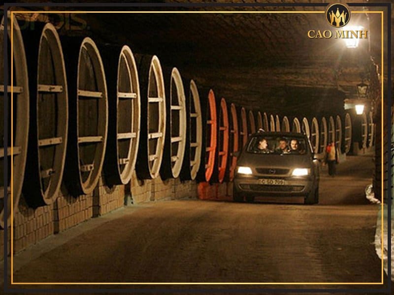 Những hầm rượu dưới lòng đất phải sử dụng đến ô tô để có thể thăm quan hết