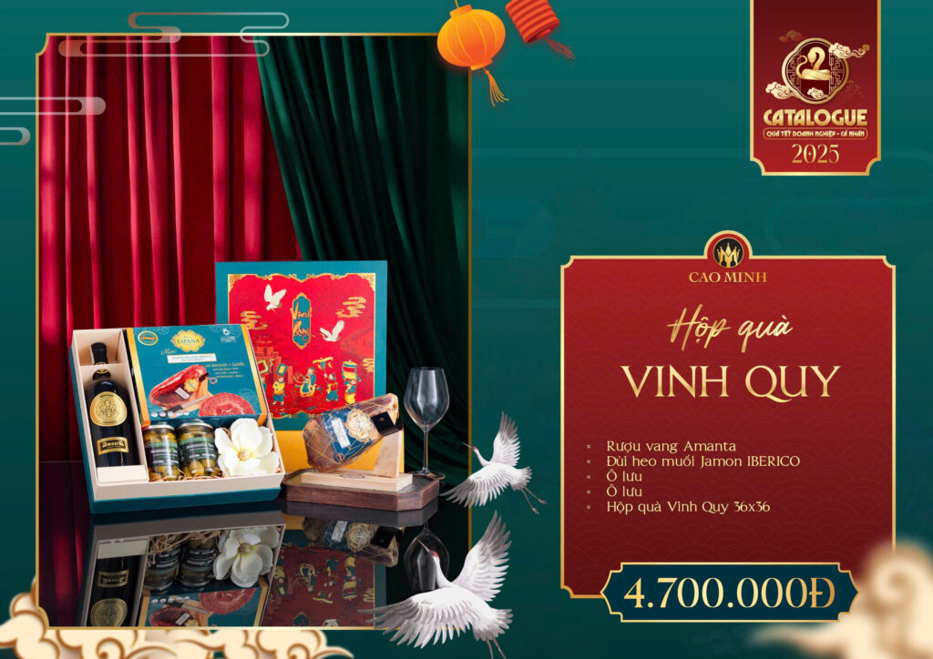 hộp quà tết rượu vang đùi heo muối 1