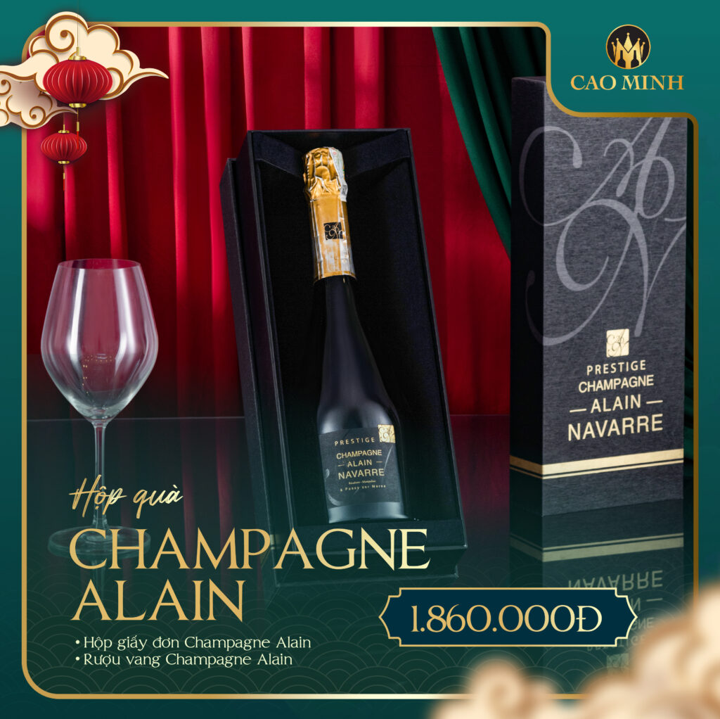 Hộp quà rượu vang Champagne Alain