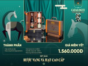 Hộp quà Tết rượu vang và các loại hạt mix