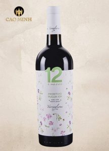 Rượu vang Ý 12 E Mezzo Primitivo Organic