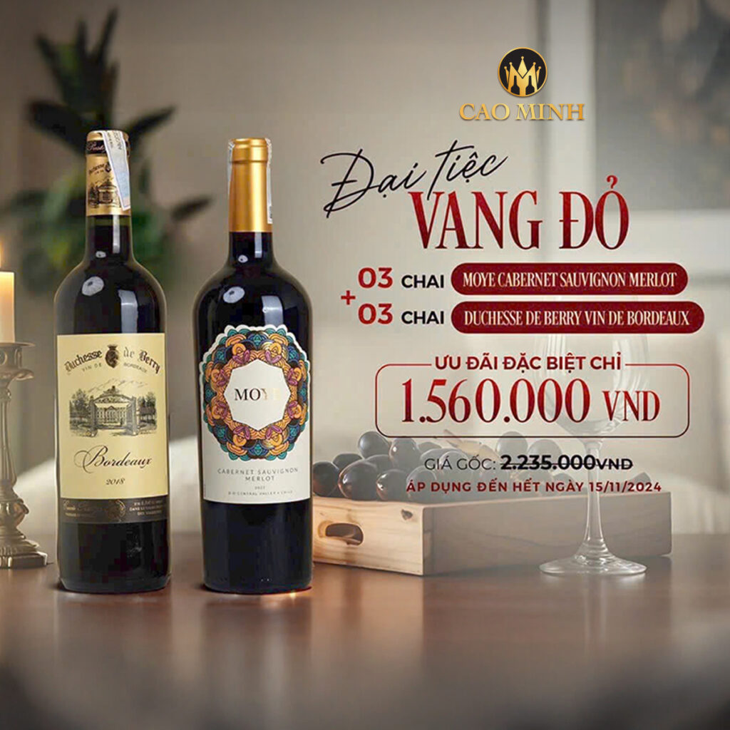 Combo vang đỏ Pháp và Chile chỉ 1.560.000 đồng