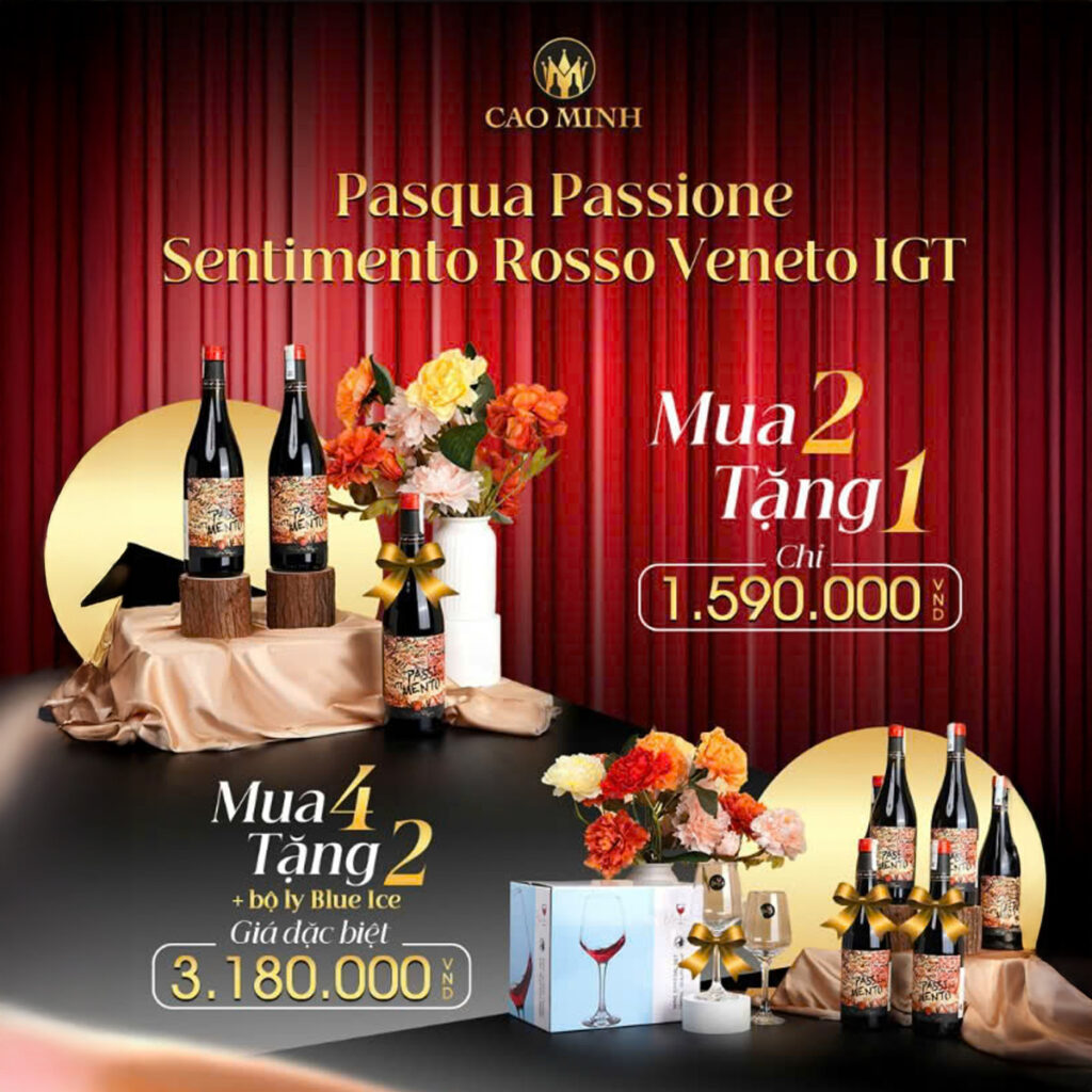 mua 2 tặng 1 vang đỏ Pasqua Passione 