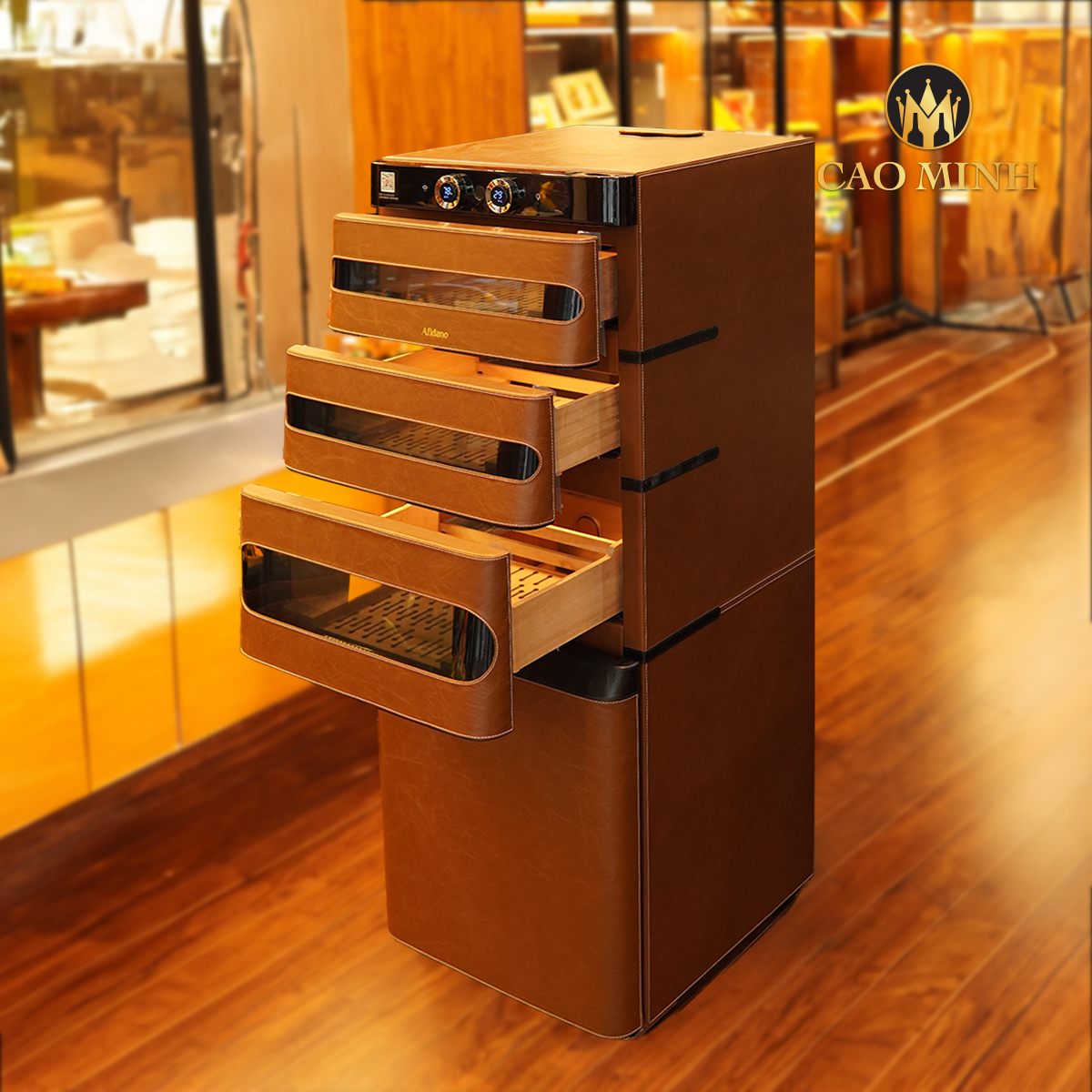 Tủ Bảo Quản Cigar Bọc Da Afidano L5