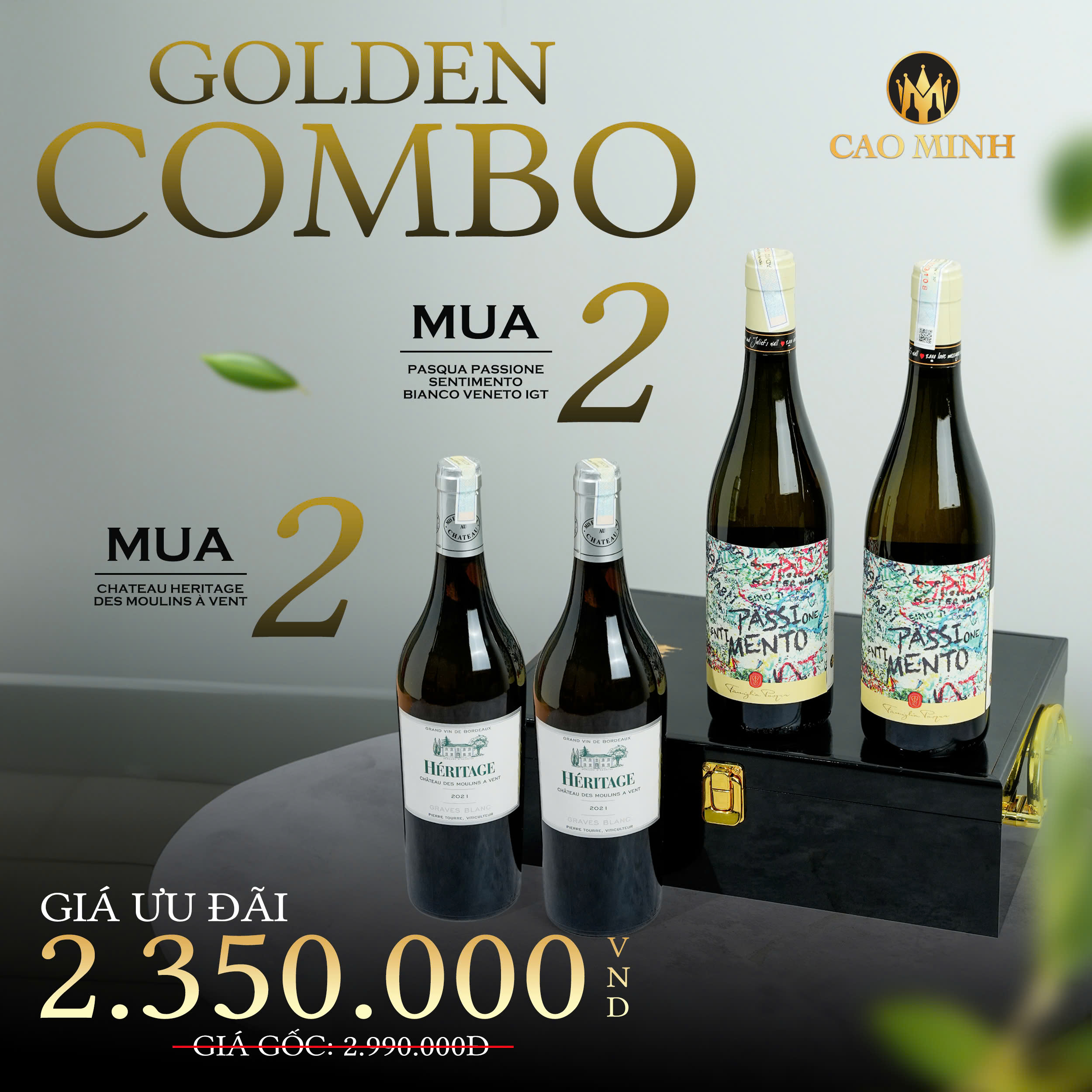 COMBO VÀNG CHO MÙA HÈ 2025 - MUA 4 CHAI VANG GIÁ CHỈ 2.350.000VND