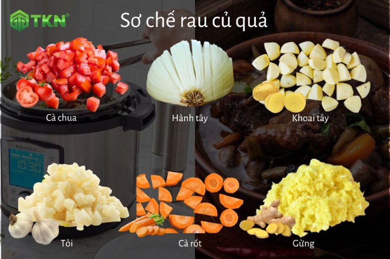 Cắt rau củ với tỉ lệ chuẩn