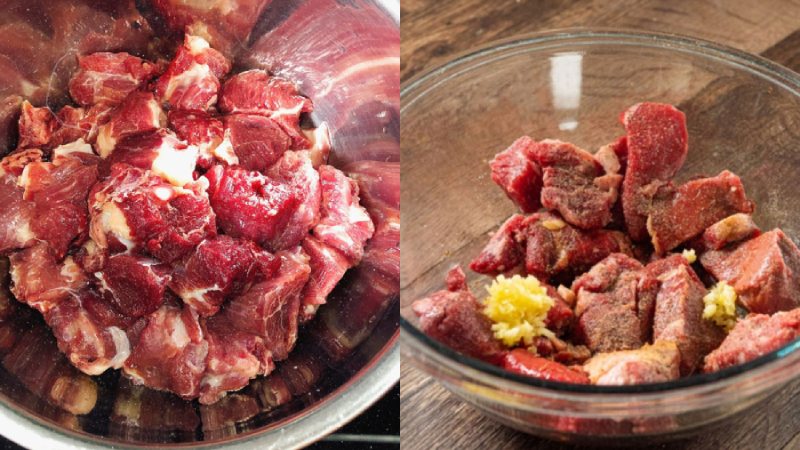 Ướp thịt bò với các loại gia vị