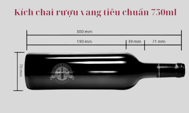 Quy cách thiết kế chai rượu vang kích thước 750 ml