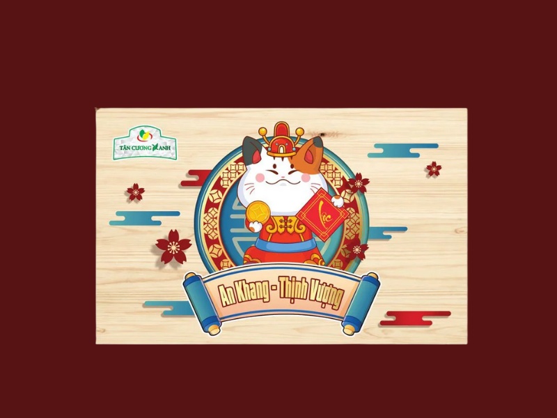 Hộp gỗ khắc laser hình Mèo