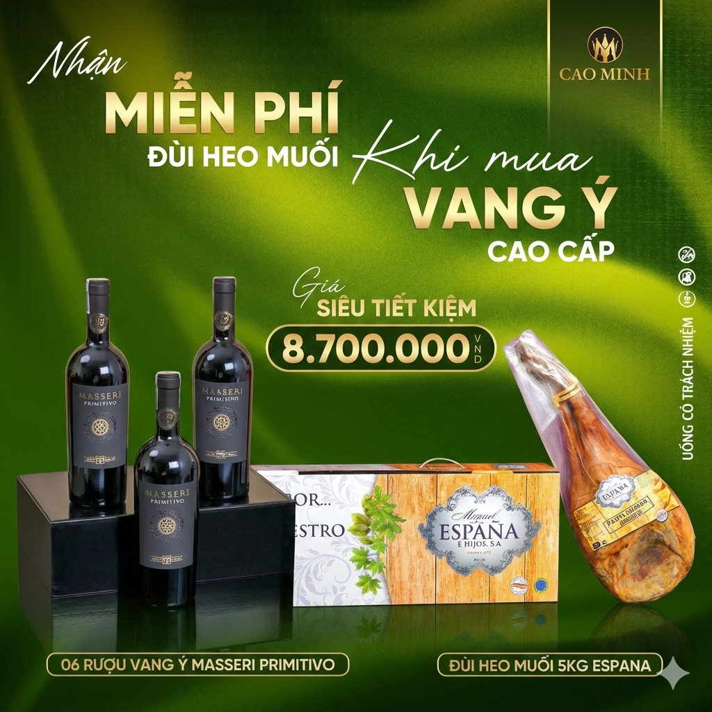 Banner combo mua 6 Masserri tặng đùi heo muối