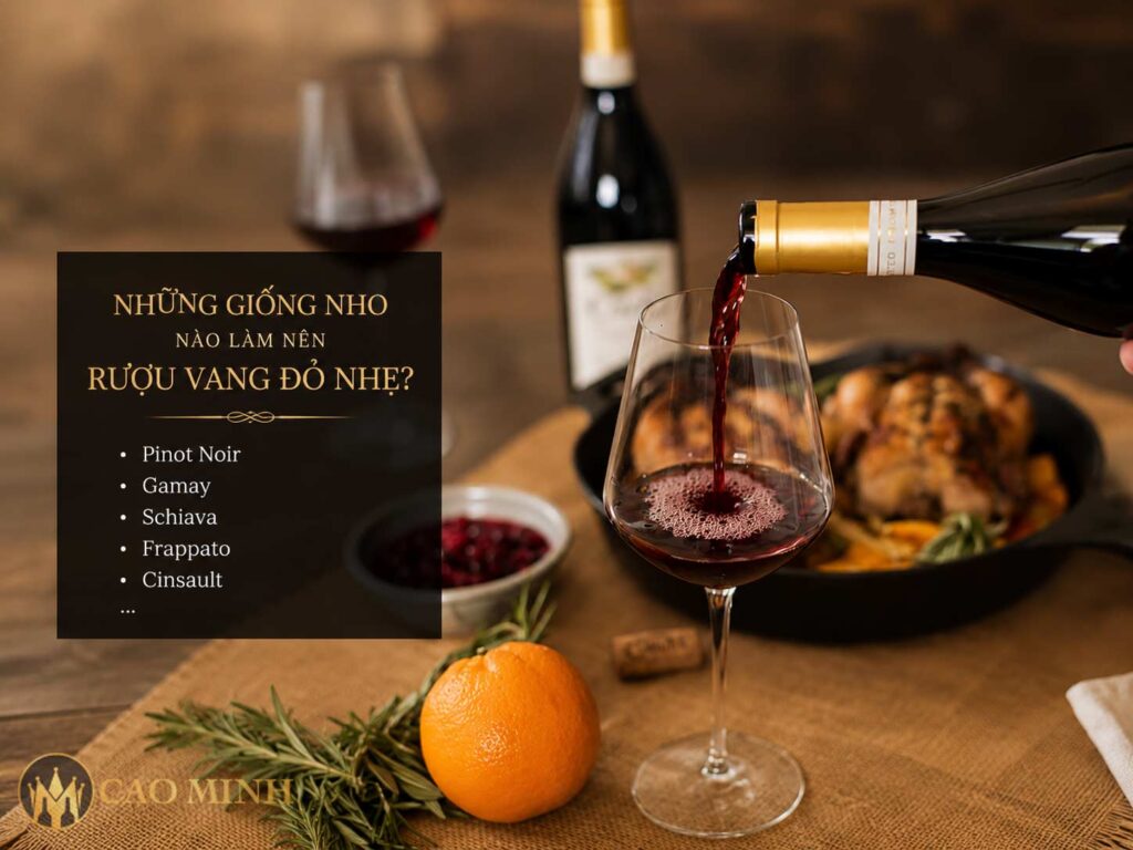 Những giống nho nào làm nên rượu vang đỏ nhẹ?