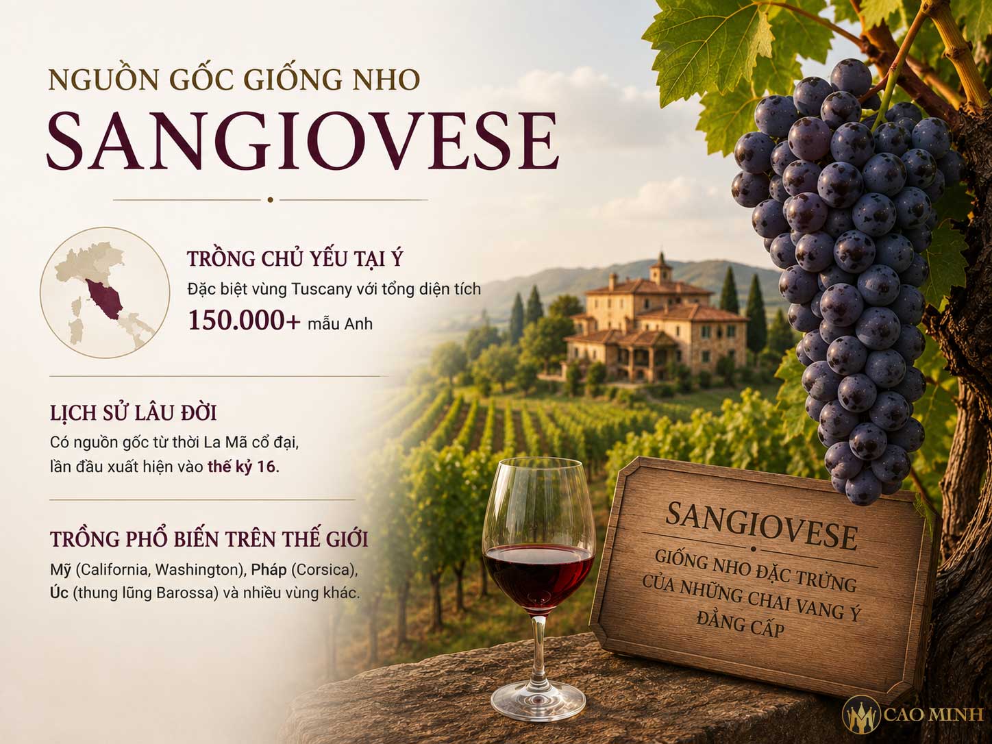 Tìm hiểu về giống nho Sangiovese - Tổng diện tích hơn 150.000 mẫu Anh