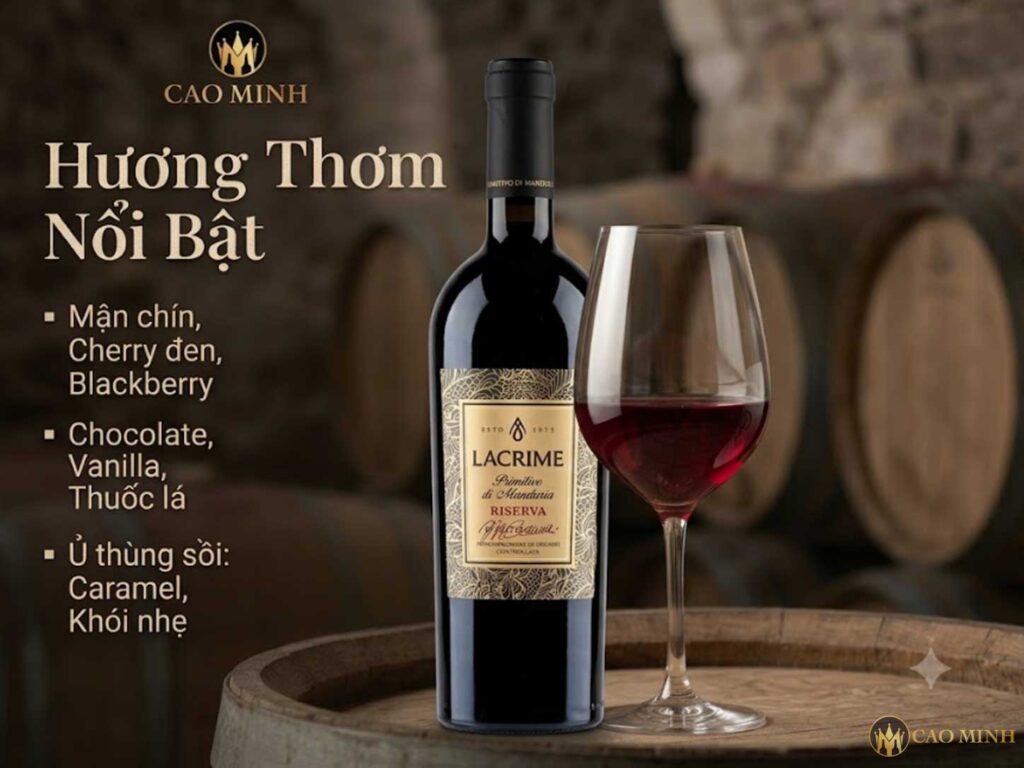 Rượu vang Primitivo mang hương thơm nồng nàn, giàu chiều sâu