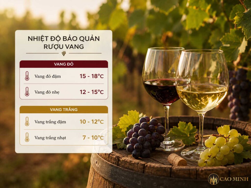 Nhiệt độ bảo quản của rượu vang